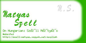 matyas szell business card
